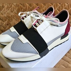 Balenciaga EU 41 7.5 UK 6.5 Women's 11 Race Runners Black White Rose Pink Purple